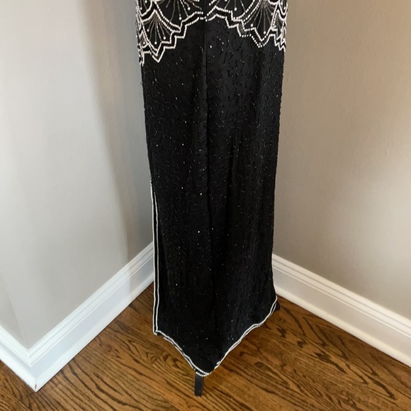 Laurence Kazar sequin pearl dress 100% silk maxi - Picture 6 of 12